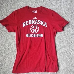Adidas Red Nebraska Basketball Tee